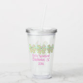 Preppy roze en groene gestreepte bogen gepersonali acryl drinkbeker (Achterkant)