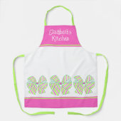 Preppy roze en groene gestreepte bogen gepersonali schort (Voorkant)