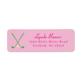 Preppy Roze en Groene Golf Lover Retouradres Etiket (Voorkant)