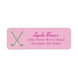 Preppy Roze en Groene Golf Lover Retouradres Etiket