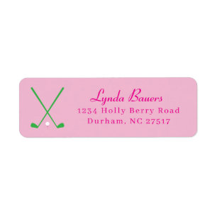 Preppy Roze en Groene Golf Lover Retouradres Etiket