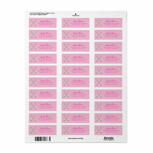 Preppy Roze en Groene Golf Lover Retouradres Etiket (Full Sheet)
