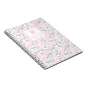 Preppy Roze en Groene Hortensia Monogram Notitieboek (Rechterzijde)
