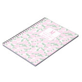 Preppy Roze en Groene Hortensia Monogram Notitieboek (Linkerzijde)