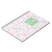 Preppy Roze en Groene Hortensia Monogram Notitieboek (Linkerzijde)