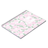 Preppy Roze en Groene Hortensia Monogram Notitieboek (Linkerzijde)