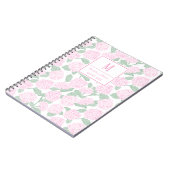 Preppy Roze en Groene Hydrangea Monogram Notitieboek (Linkerzijde)