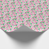 Preppy roze en groene kerstbomen cadeaupapier (Hoek)