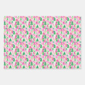 Preppy roze en groene kerstbomen inpakpapier vel (Voorkant 2)