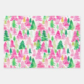 Preppy roze en groene kerstbomen inpakpapier vel (Voorkant)