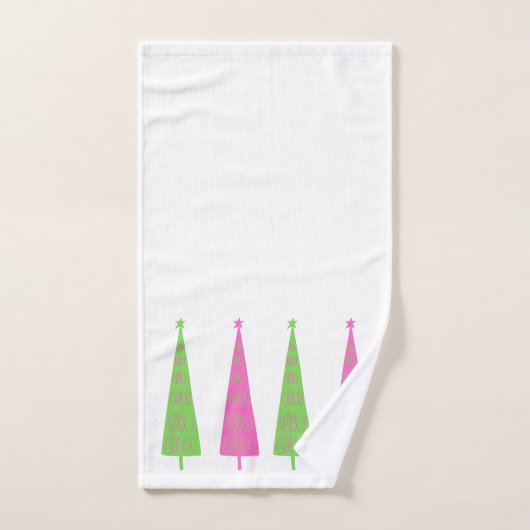 Preppy roze en groene kerstbomen op maat bad handdoek (Handdoek)