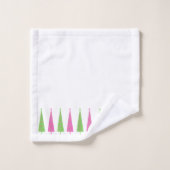 Preppy roze en groene kerstbomen op maat bad handdoek (Wasdoekje)