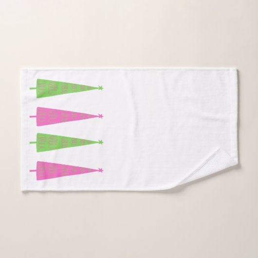 Preppy roze en groene kerstbomen op maat bad handdoek (Handdoek)