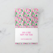 Preppy roze en groene kerstbomen op maat feestdagen kaart (Binnen)