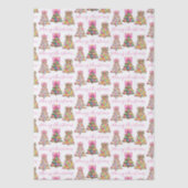 Preppy Roze en Groene Kerstbomen Tissuepapier (Voorkant)
