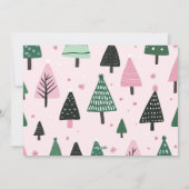 Preppy Roze en Groene Kerstboom Vakantiefoto Feestdagenkaart (Achterkant)