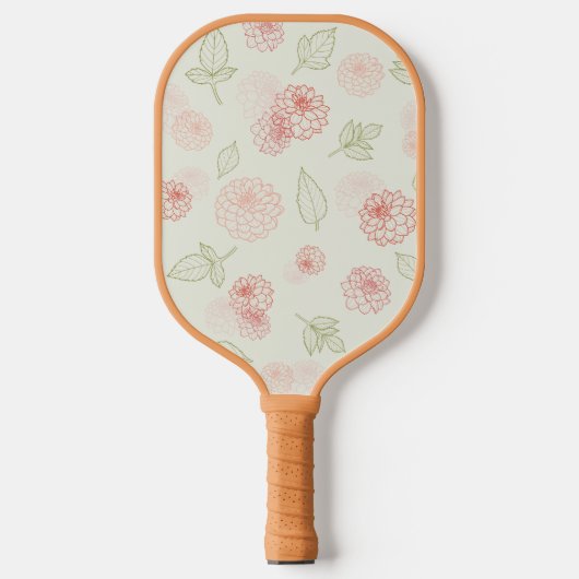 Preppy Roze en Groene Lijn Art Dahlia Pickleball Paddle (Voorkant)