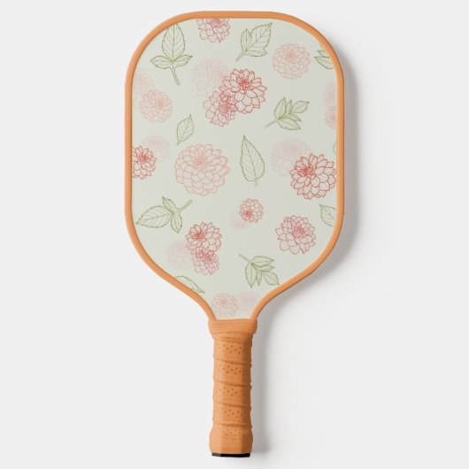 Preppy Roze en Groene Lijn Art Dahlia Pickleball Paddle (Achterkant)