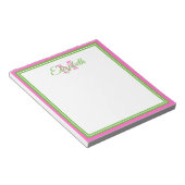 Preppy Roze en Groene Monogram Notitieblok (Schuin)