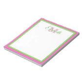 Preppy Roze en Groene Monogram Notitieblok (Linkerzijde)