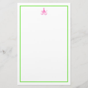 Preppy Roze en Groene Octopus Briefpapier