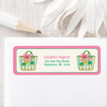 Preppy Roze en Groene Palm Beach Tassen