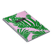 Preppy roze en groene palmbladeren notitieboek (Rechterzijde)