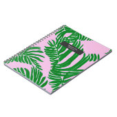 Preppy roze en groene palmbladeren notitieboek (Linkerzijde)