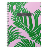Preppy roze en groene palmbladeren notitieboek (Voorkant)