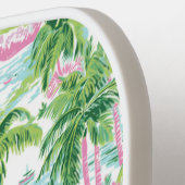 Preppy roze en groene palmbomen Monogram Pickleball Paddle (Links Detail)