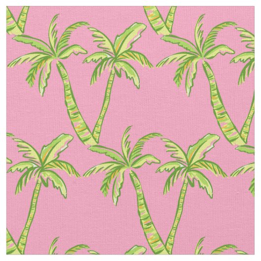 Preppy roze en groene palmstructuur stof (Close Up)