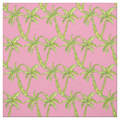 Preppy roze en groene palmstructuur stof (Swatch)