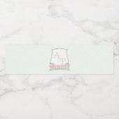 Preppy roze en groene paren trottoirs waterfles etiket (Enkel label)