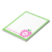 Preppy Roze en Groene Polka Dot Apple Monogram Notitieblok (Linkerzijde)