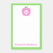 Preppy Roze en Groene Polka Dot Apple Monogram Post-it® Notes (Voorkant)