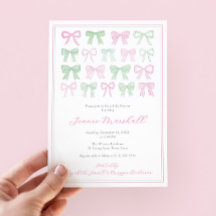 Preppy Roze En Groene Strikken Baby Meisje Shower