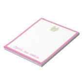 Preppy Roze en Groene Stripe Bow Gepersonaliseerd Notitieblok (Linkerzijde)