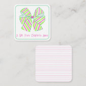 Preppy Roze en Groene Stripe Bow Gepersonaliseerd Notitiekaartje (Voorkant / Achterkant)