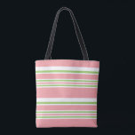 Preppy Roze en Groene Striped Tote Bag<br><div class="desc">Ieder meisje zou van deze stijlvolle Canvas tas houden, ontworpen om zich als een beroemdheid te voelen! Alles over het Tas van de Druk met een Dikte Roze en dunner Witte, Groene strepen. Als u een monogram of een formulering wilt toevoegen, klikt u op "Aanpassen" en personaliseert u deze. Als...</div>