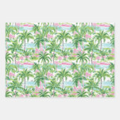 Preppy roze en groene tropische palmbomen inpakpapier vel (Voorkant 3)