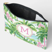 Preppy Roze en Groene Tropische Palmbomen Monogram Etui (Open)