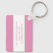 Preppy Roze en Groene Tropische Palmbomen Monogram Sleutelhanger (Achterkant)