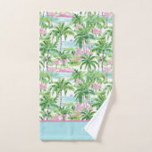 Preppy roze en groene tropische palmboom bad handdoek (Handdoek)