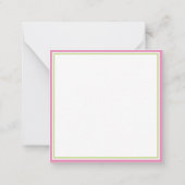 Preppy Roze en Groene Tropische Palmboom Monogram Notitiekaartje (Achterkant)