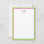 Preppy roze en groene tropische palmboom notitiekaartje (Voorkant)