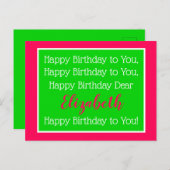 Preppy Roze en Groene Verjaardagslied Briefkaart (Voorkant / Achterkant)