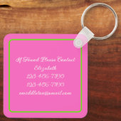 Preppy roze en groene walvis gepersonaliseerd sleutelhanger (Achterkant)