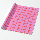 Preppy Roze en het Patroon van het Rood Net Cadeaupapier (Uitgerold)