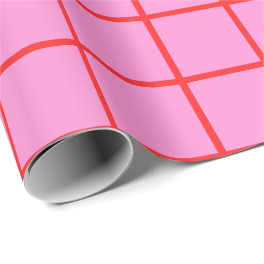 Preppy Roze en het Patroon van het Rood Net Cadeaupapier (Rol Hoek)