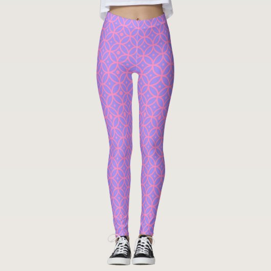 Preppy Roze en Lavendel Leggings (Voorkant)